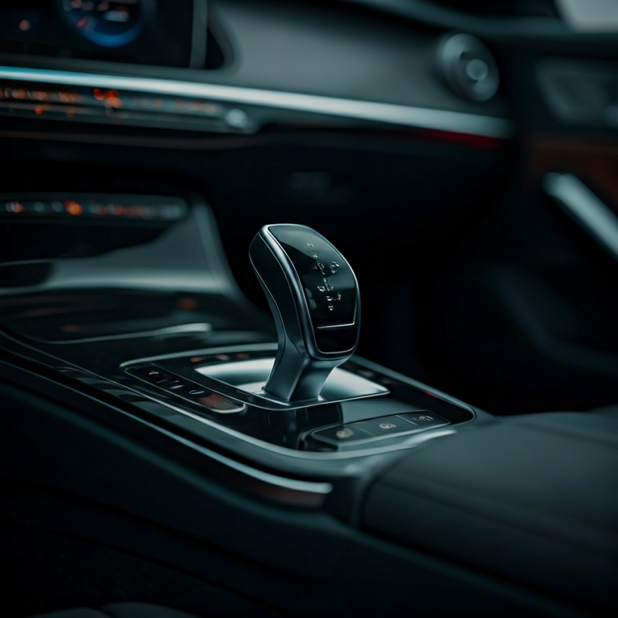 Alavanca de um cambio automático de uma mercedes que está na Car tech Garage